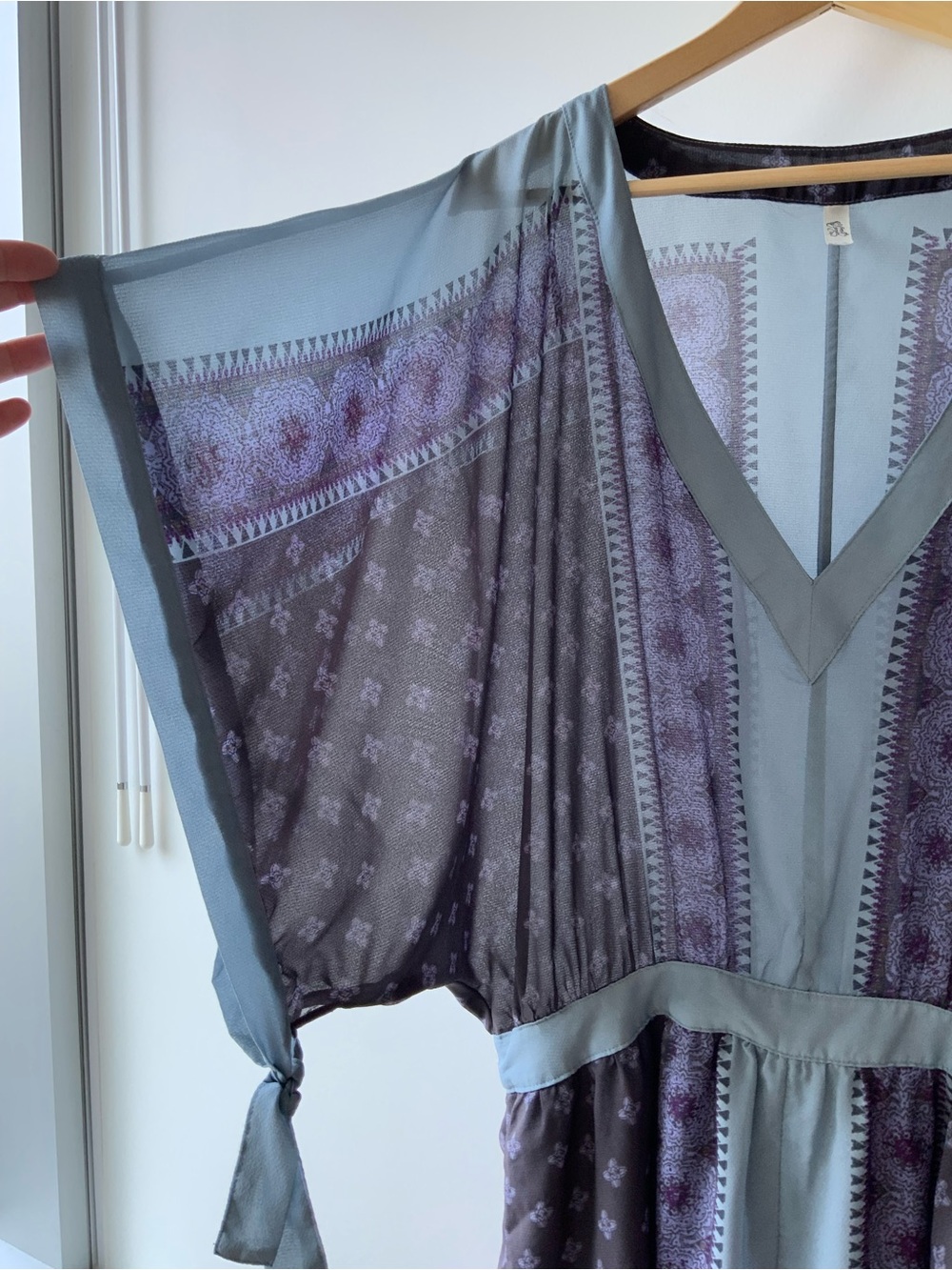 Free People boho printed kimono Mini dress | size large - Picture 5 of 9